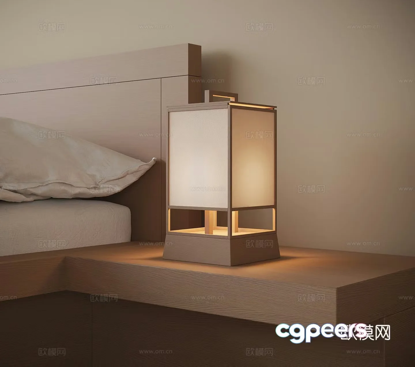 Japanese desk lamp bedside desk lamp 3D model