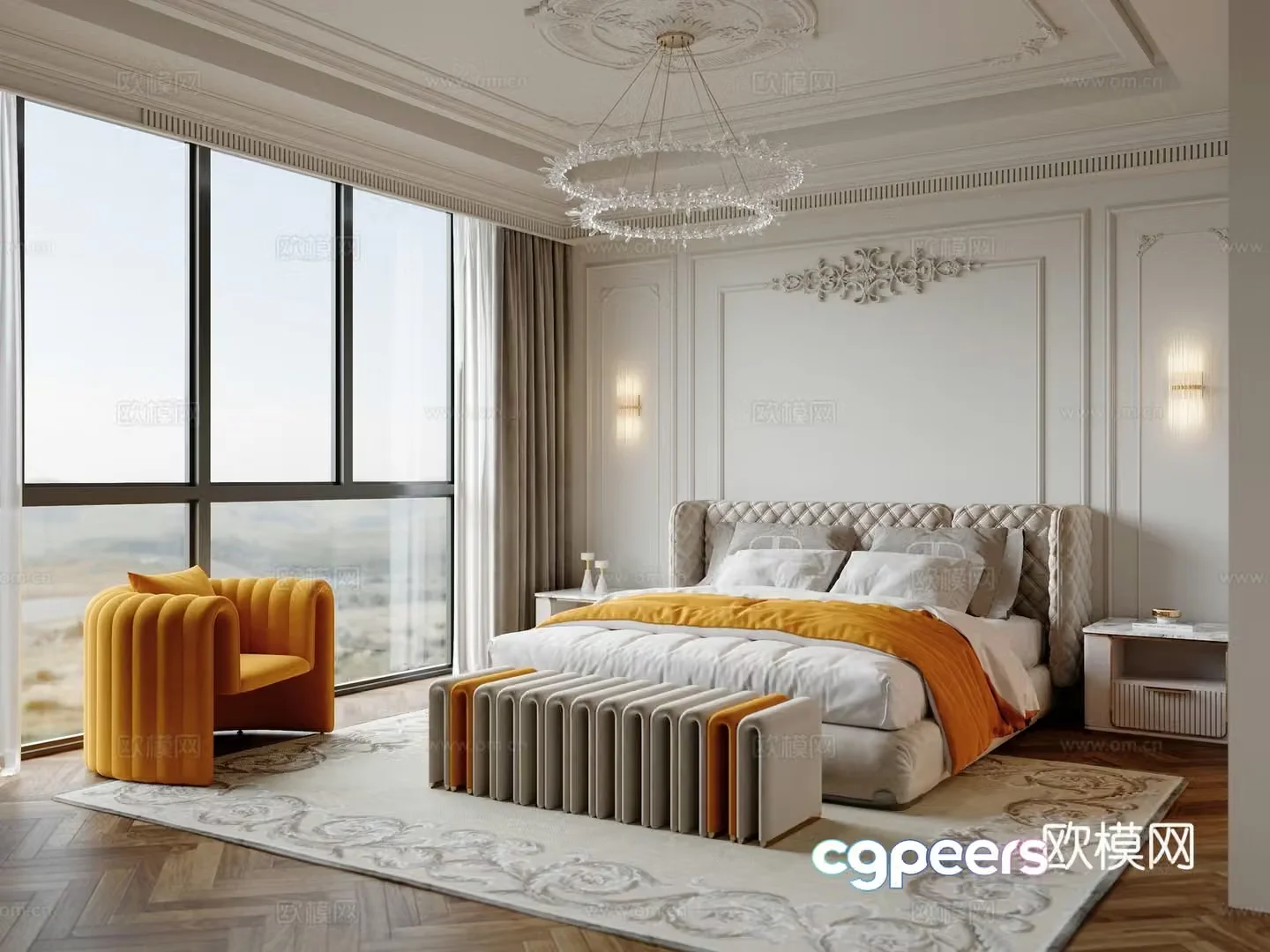 French bedroom master bedroom 3d model