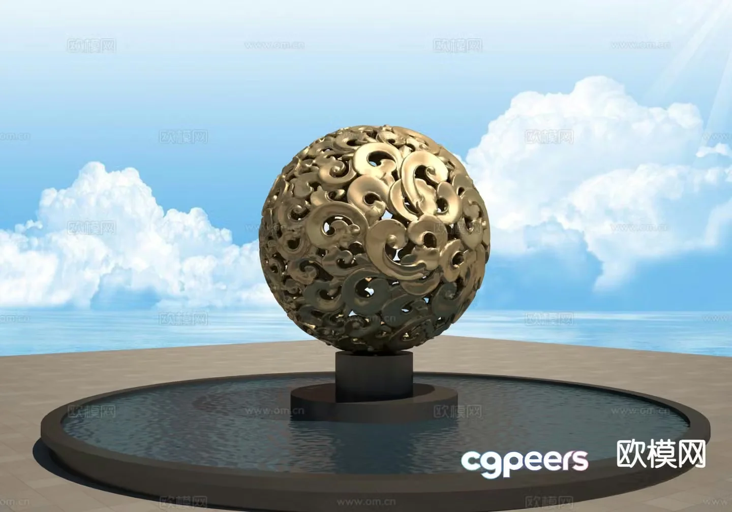 Feng Shui Ball Sculpture Urban Sculpture 3D Model