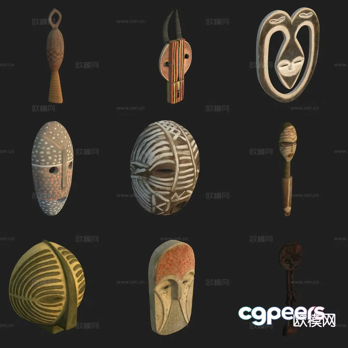 Crafts art ornaments facial makeup wall decoration 3D model