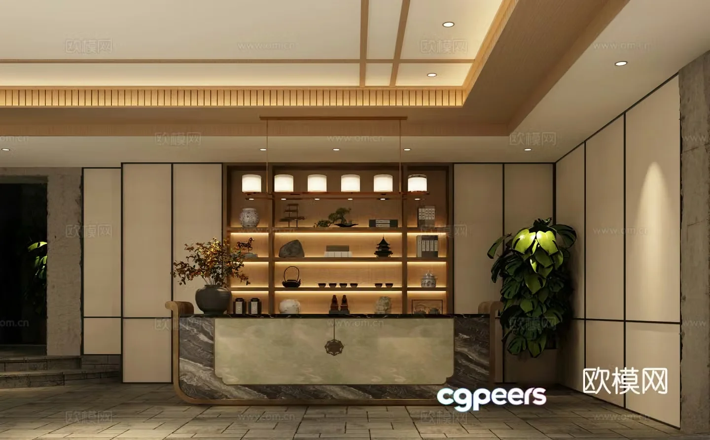 New Chinese style front desk New Chinese style front desk reception New Chinese style front desk 3D model