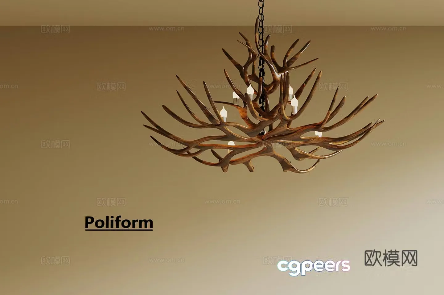 Chandelier Wasabi Folk Chandelier Wooden Chandelier 3D Model