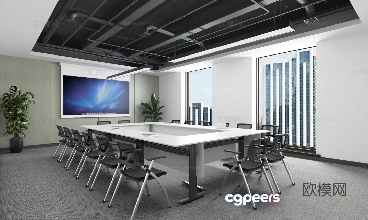 Industrial style negotiation room conference room discussion room study room training room multifunctional room 3D model