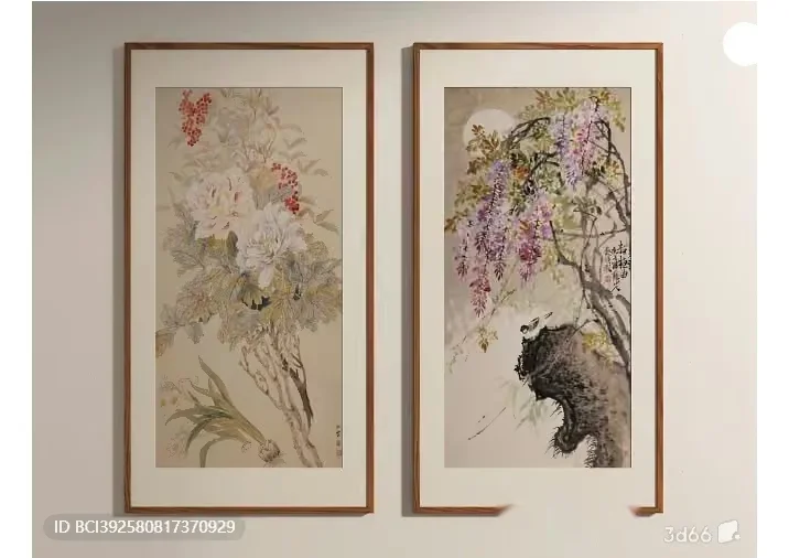 Two Framed Paintings Of Flowers And A Bear 3D Model – 6222 – VRAY Render