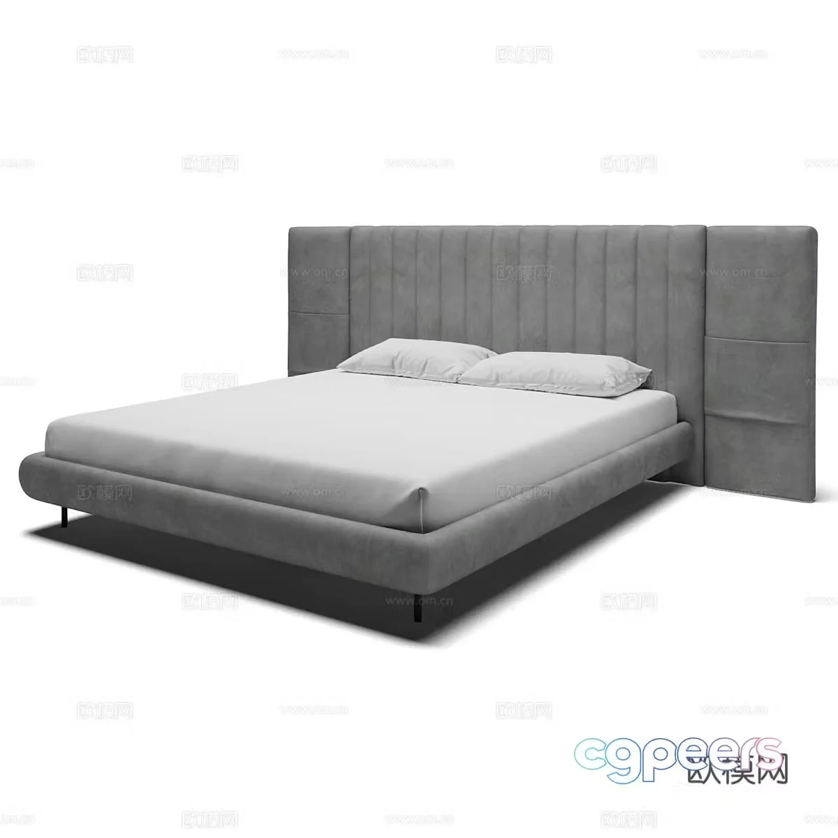 Modern simple double bed Double bed Simple bed Bedroom bed Pillow 3D model
