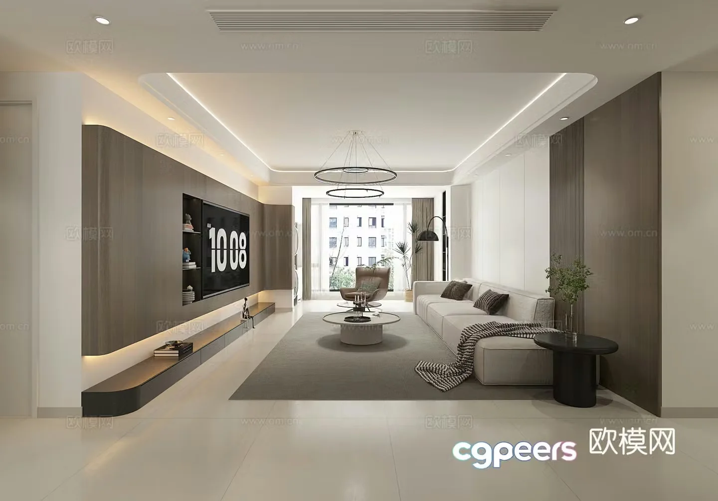 Modern minimalist living restaurant 3d model