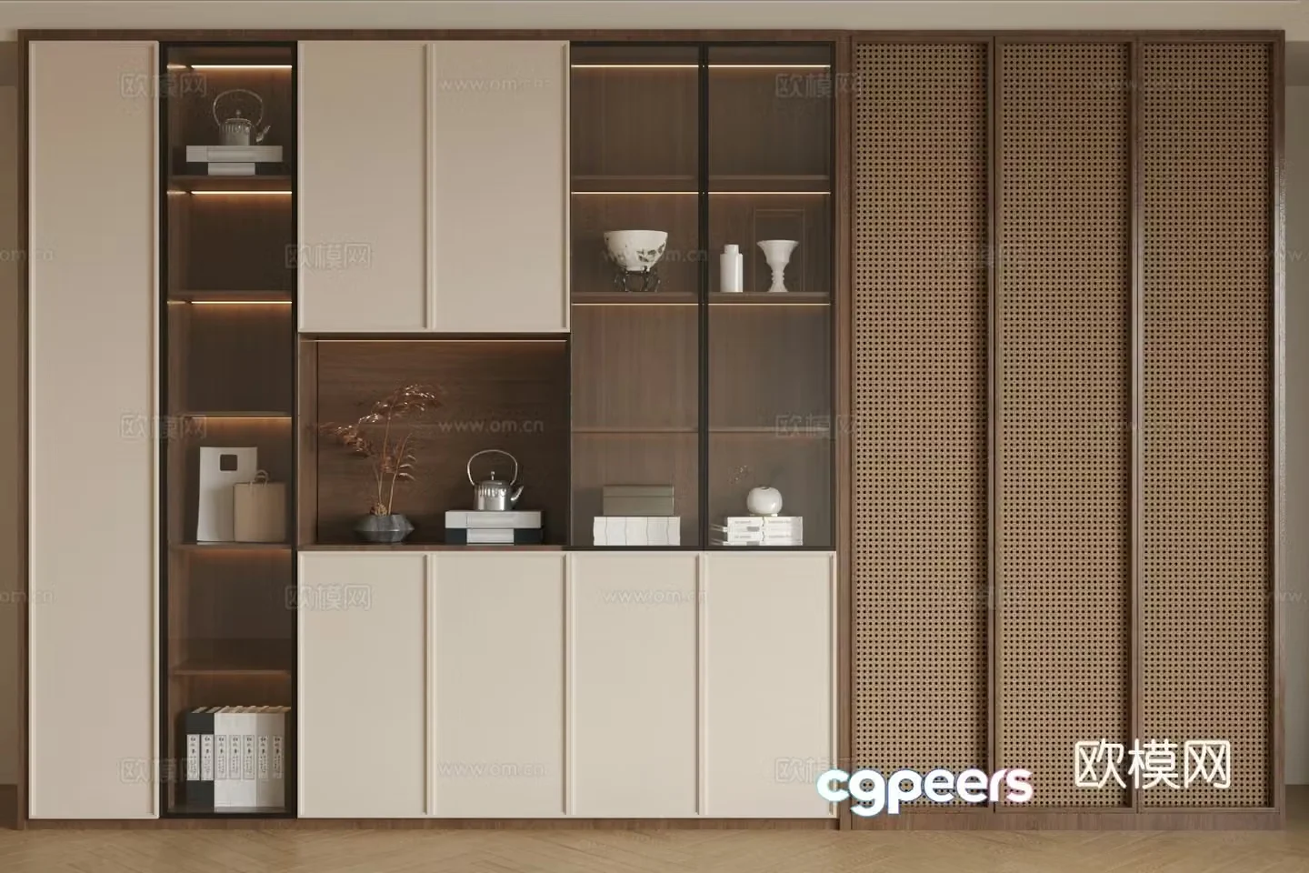 Middle-aged style decoration cabinet storage cabinet living room decoration cabinet Wasabi style decoration cabinet study storage cabinet 3D model