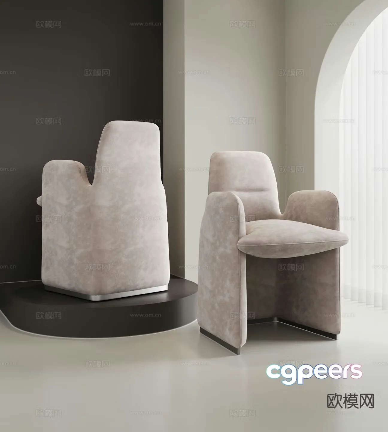 Modern leisure chair single chair dining chair chair 3d model