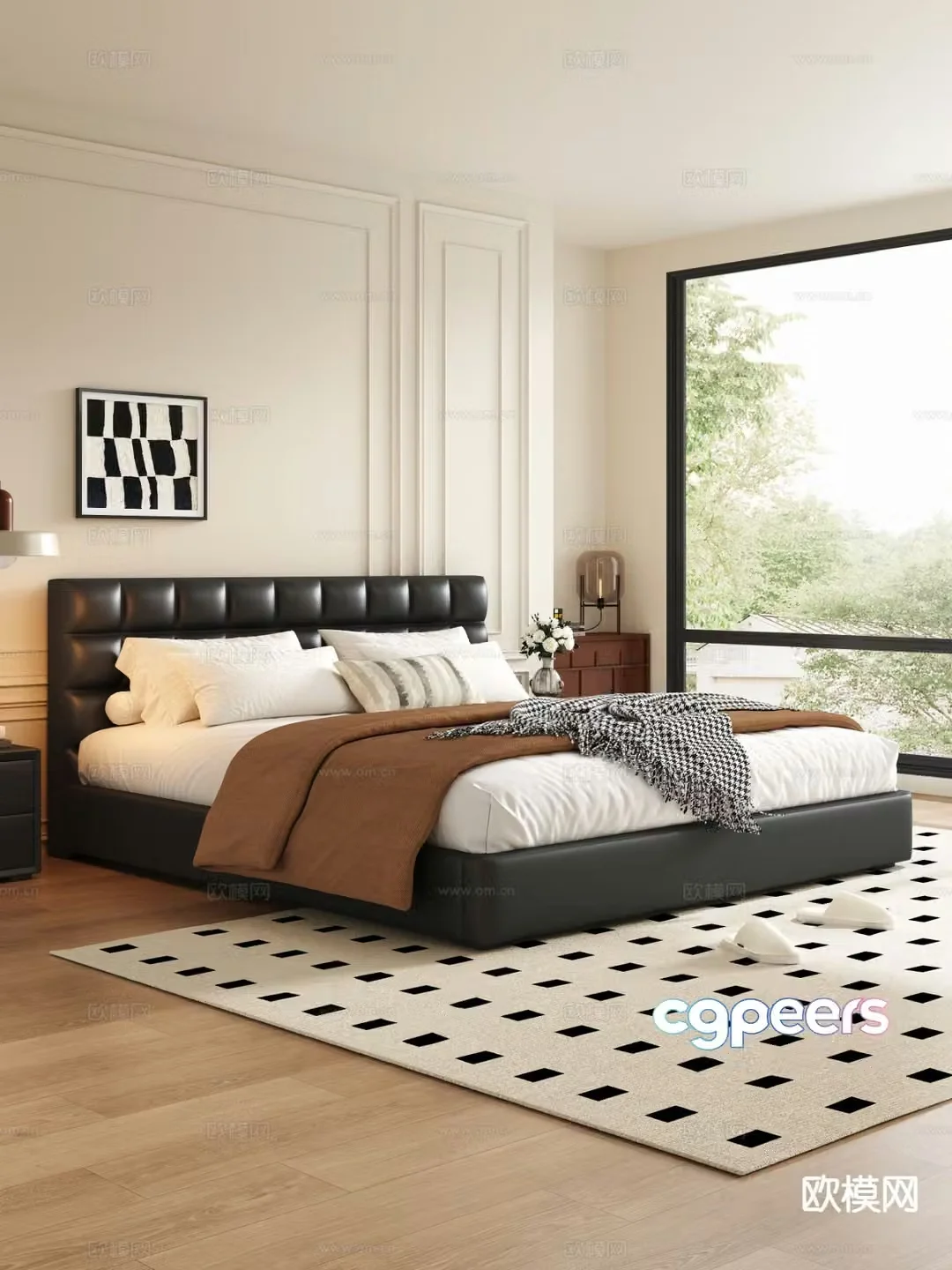 Medieval style double bed 3d model