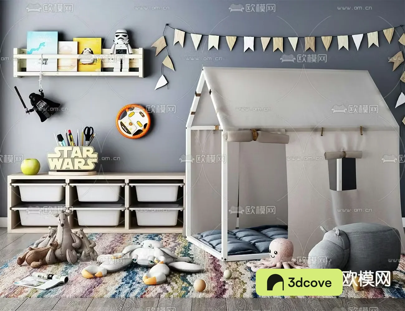 Children’s tent doll toy storage cabinet carpet