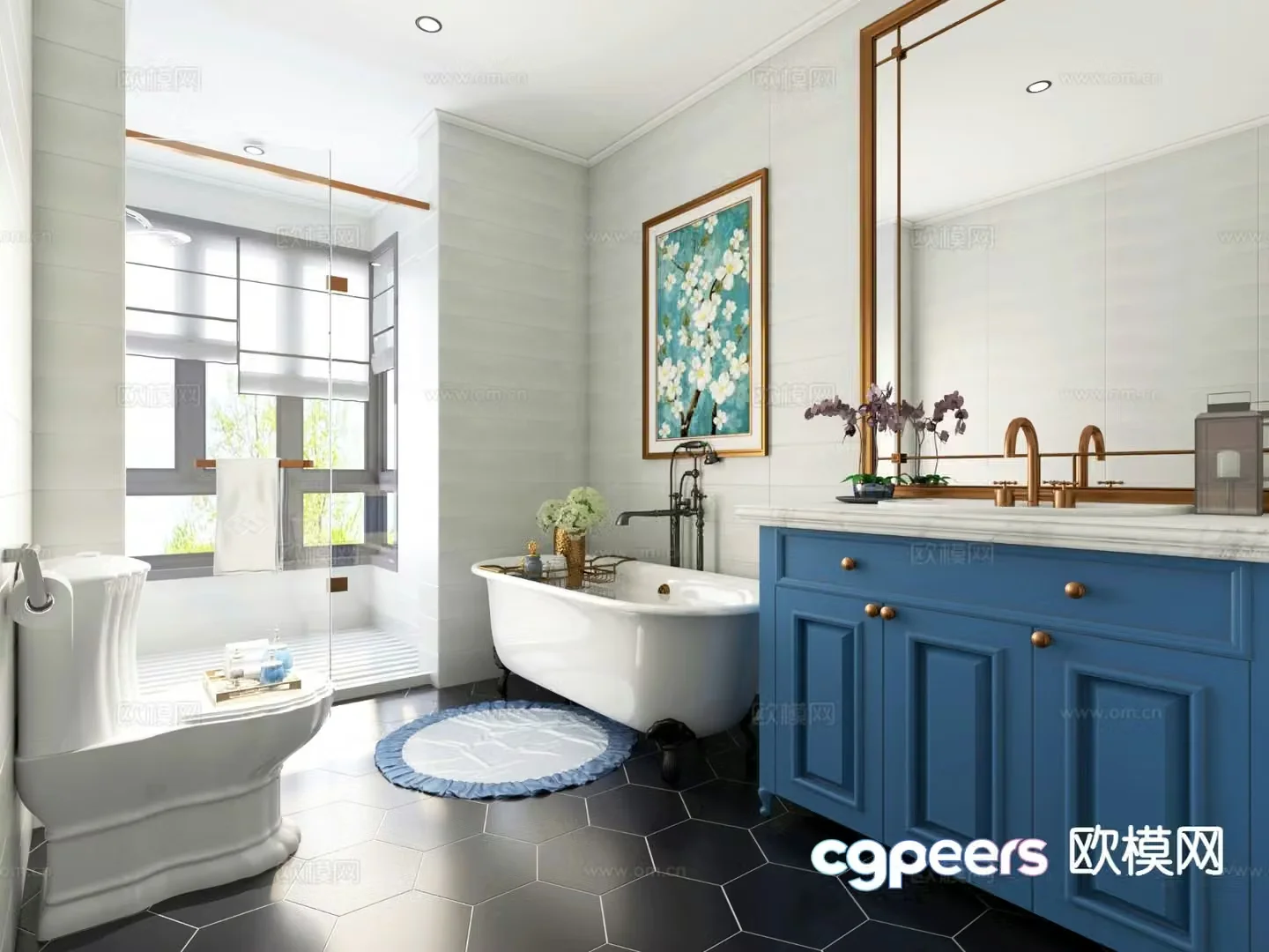 American bathroom bathroom toilet 3d model