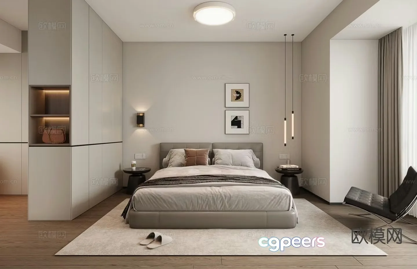 Simple bedroom master bedroom 3d model