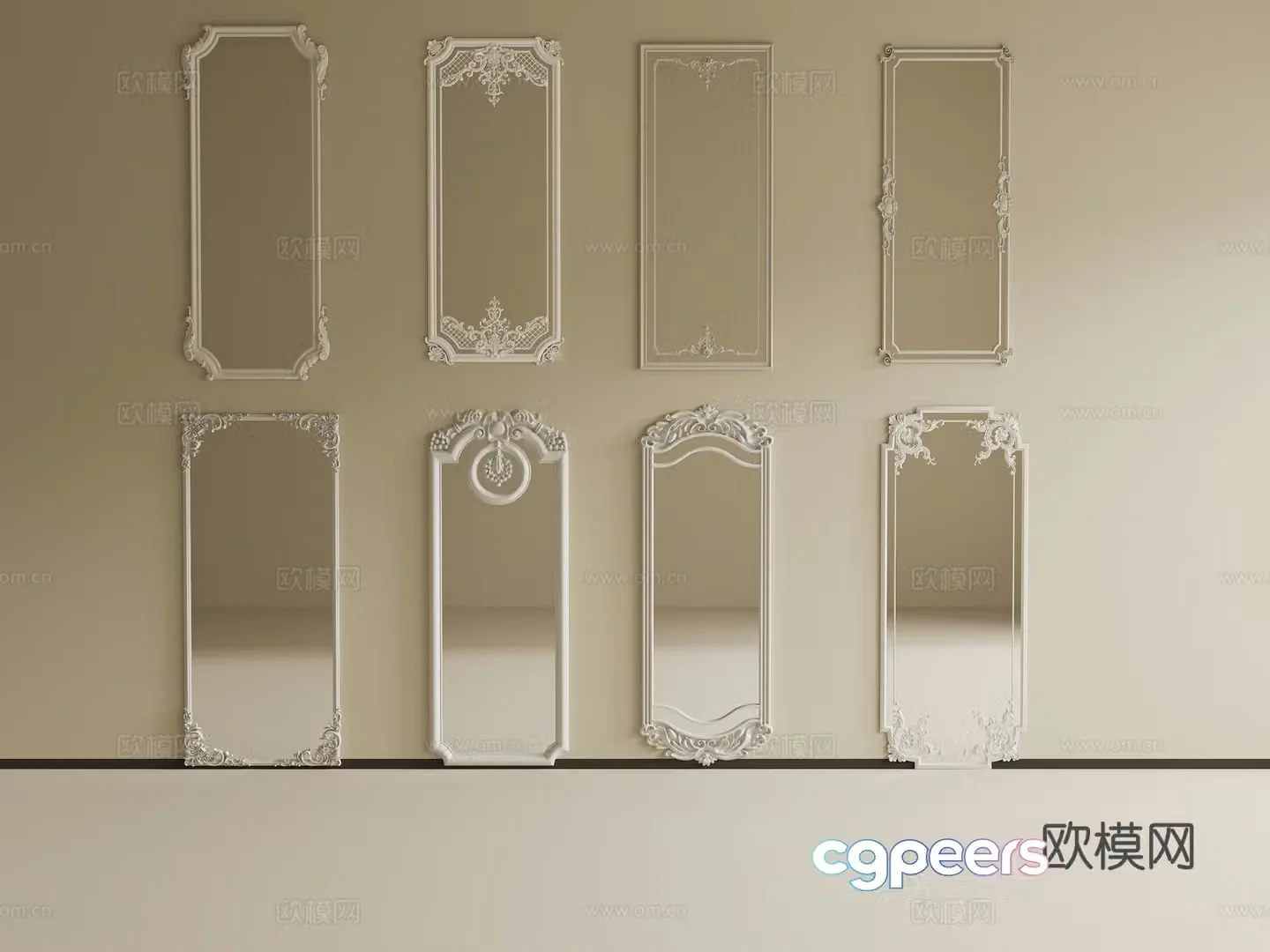 French medieval mirror French mirror French carved mirror Makeup mirror Floor-standing mirror Decorative mirror 3D model