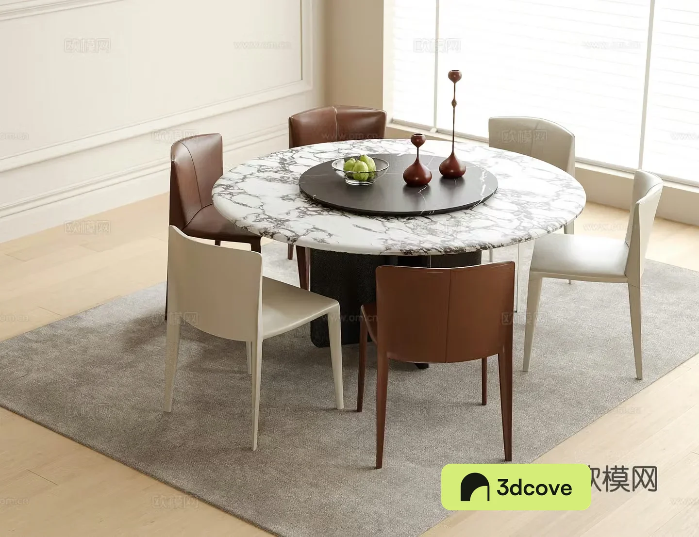 Modern round dining table and chairs