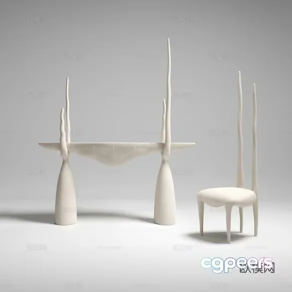 The Single Main Subject Is A White Chair 3D Model – 10461 – CORONA Render
