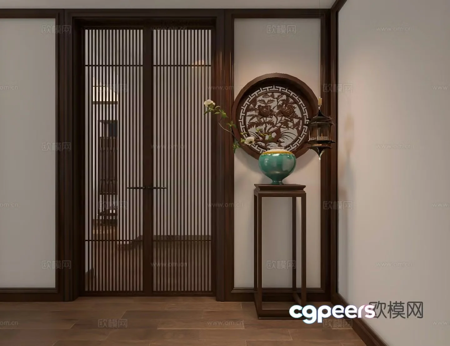 New Chinese style entrance hall entrance hall aisle 3D model