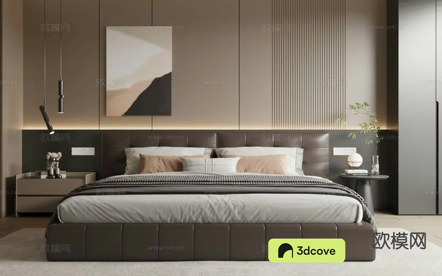 Italian double bed leather bed