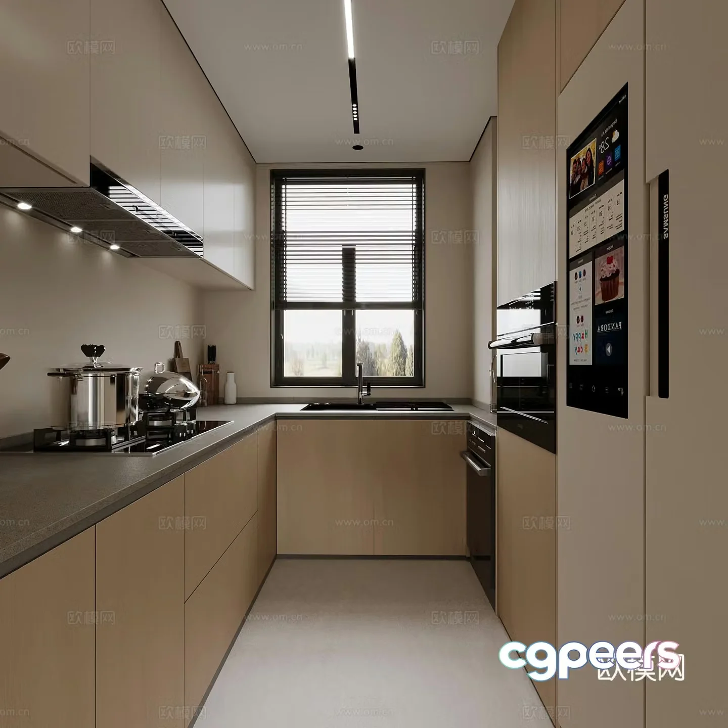 Modern kitchen refrigerator range hood dishwasher 3d model