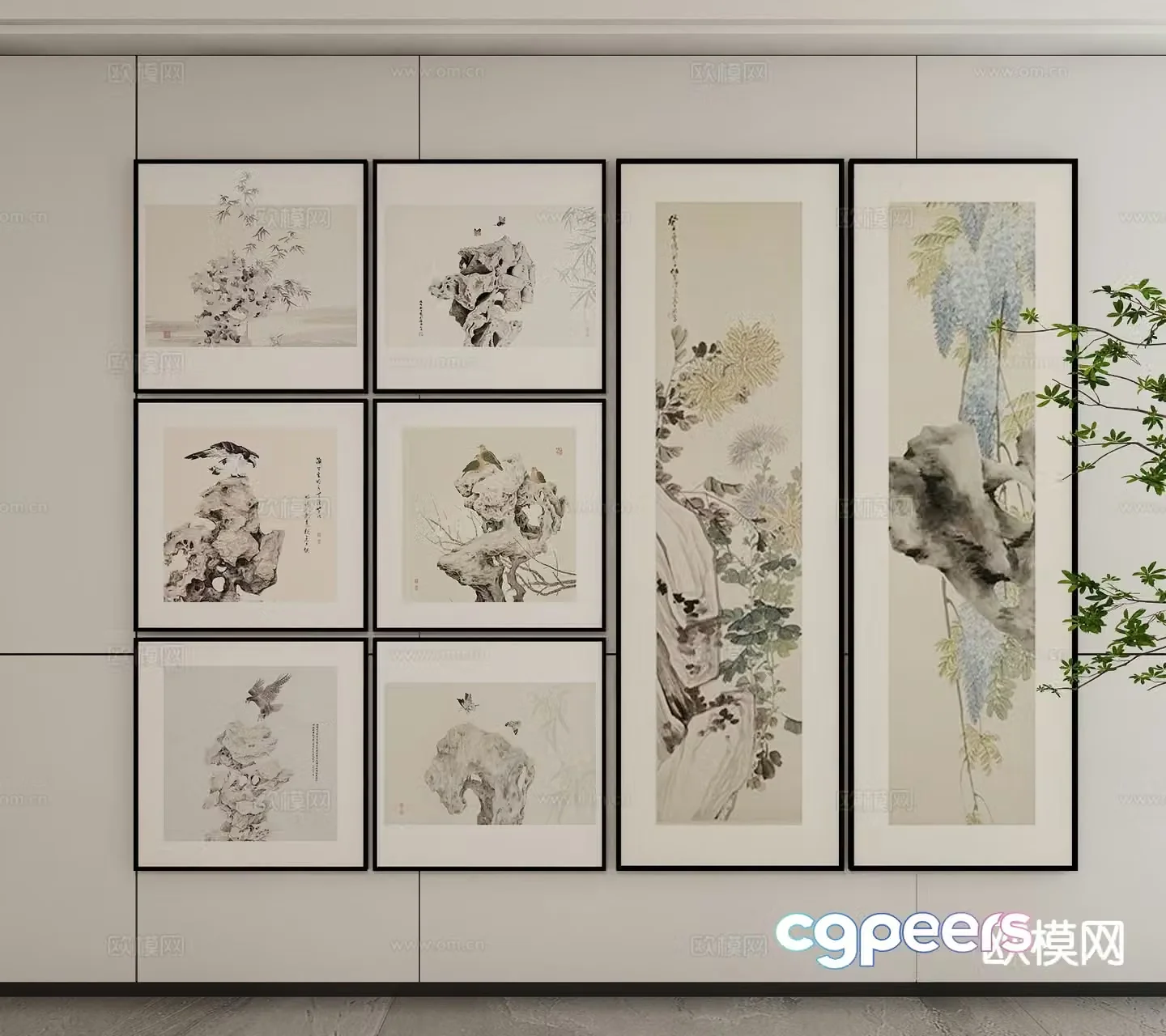 New Chinese style ink painting art painting decorative painting 3d model