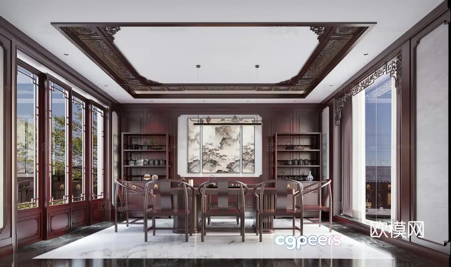 Chinese -style tea room 3D model