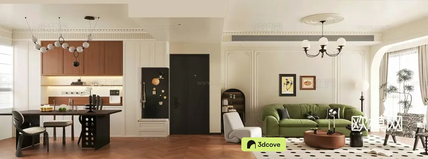 French medieval style living room fabric combination sofa dining bar dining chair shoe cabinet sideboard TV