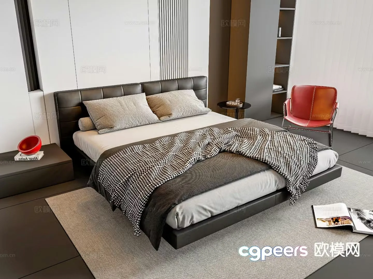 Italian double bed 3d model