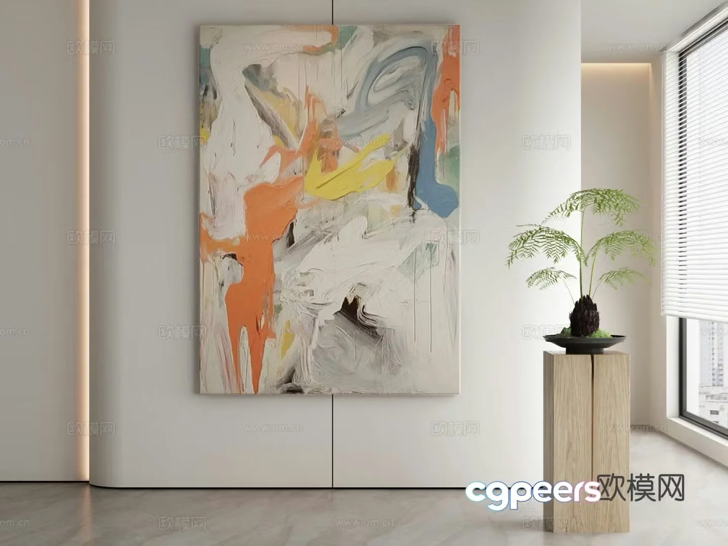 Modern texture painting decorative painting 3d model