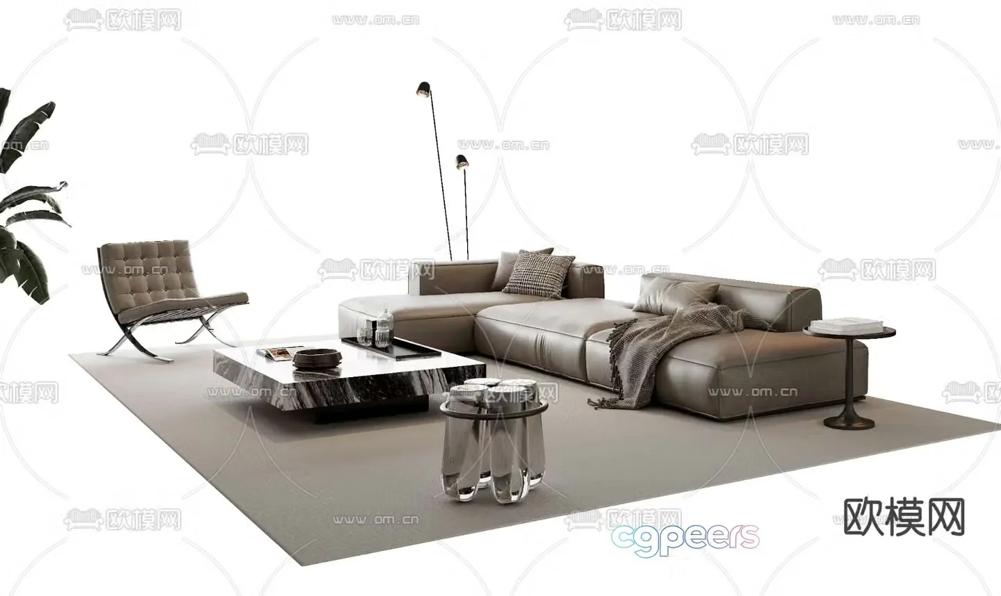 Italian sofa modular sofa 3d model