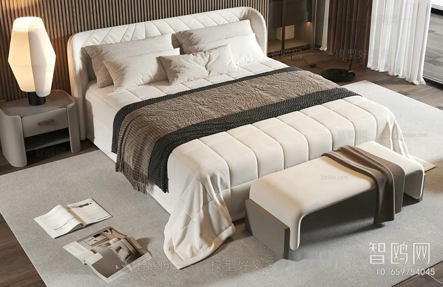 Cozy Modern Bedroom 3D Model – 5668 – VRAY Render