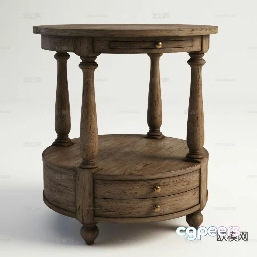 American side table corner table round table 3D model