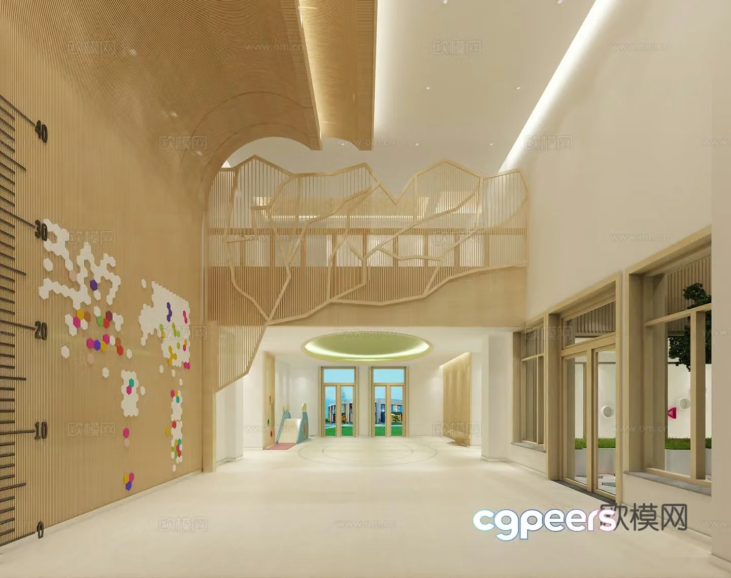 Modern kindergarten lobby activity room 3D model