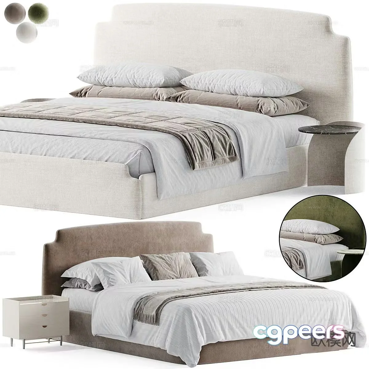 Modern double bed 3d model