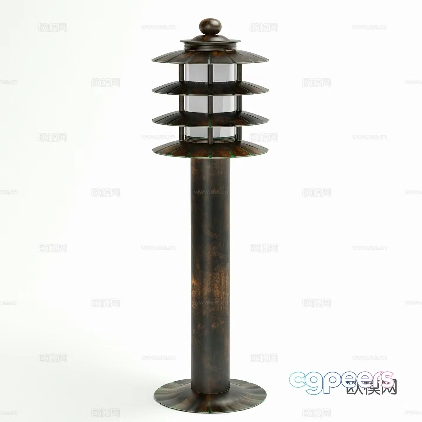 New Chinese style outdoor garden light 3D model
