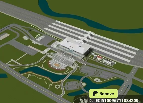 A 3D Rendering Of An Airport