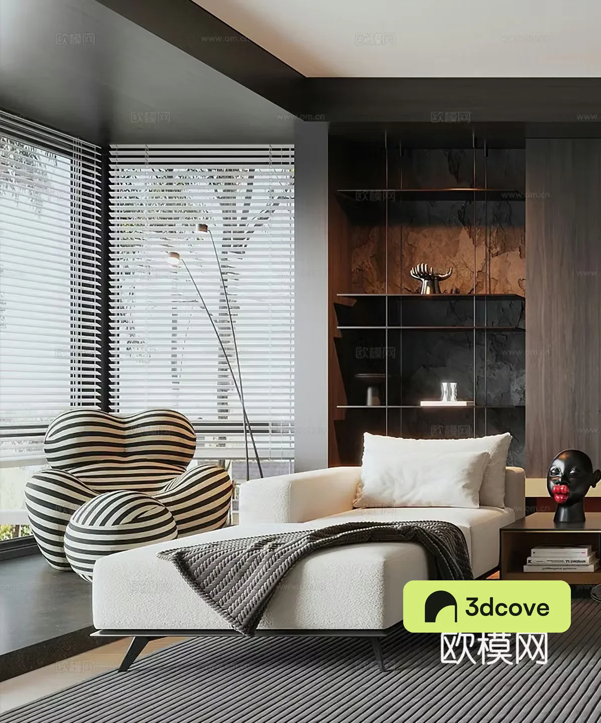 Modern leisure chair ornaments Italian leisure chair side table corner table floor lamp