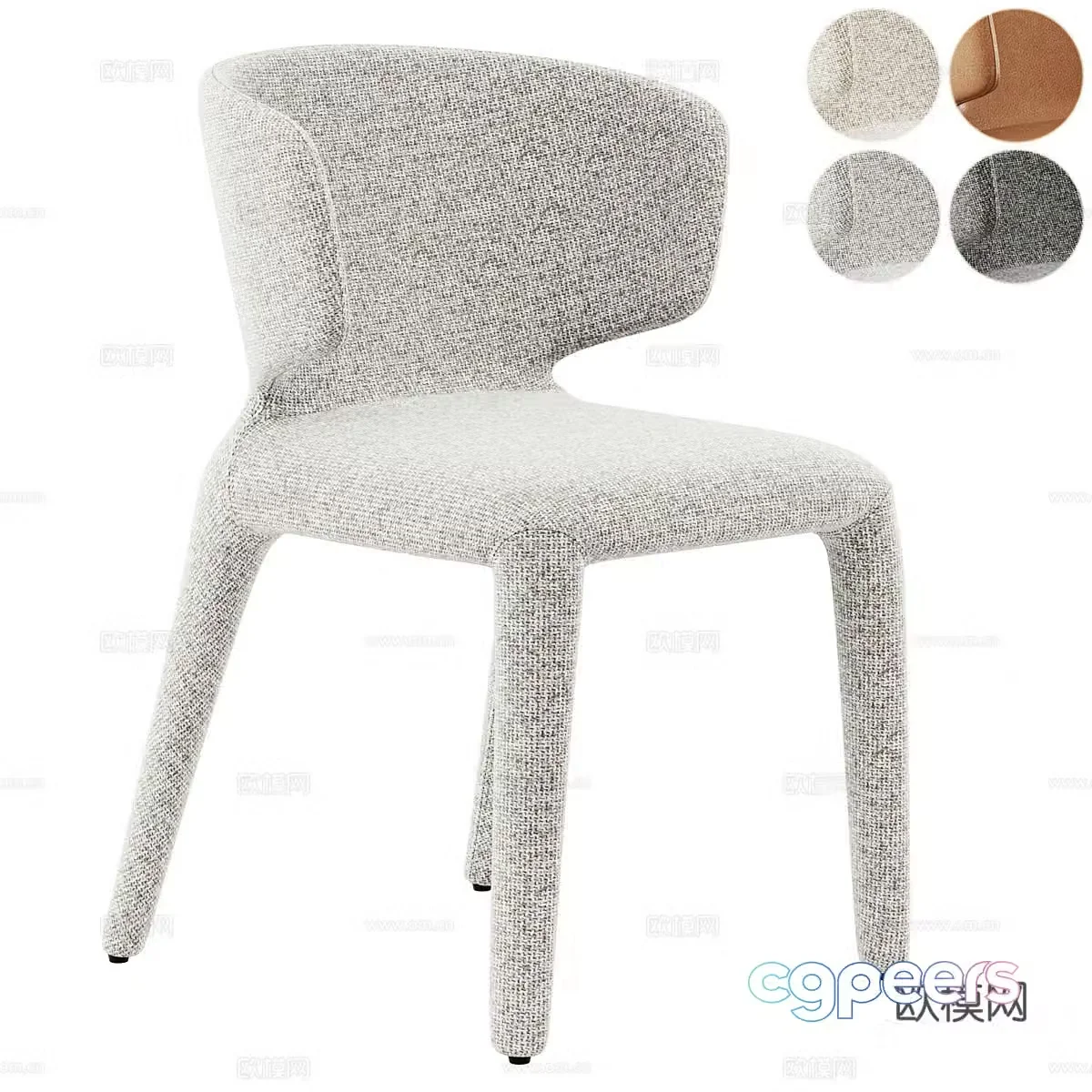 Modern creamy dining chair 3d model