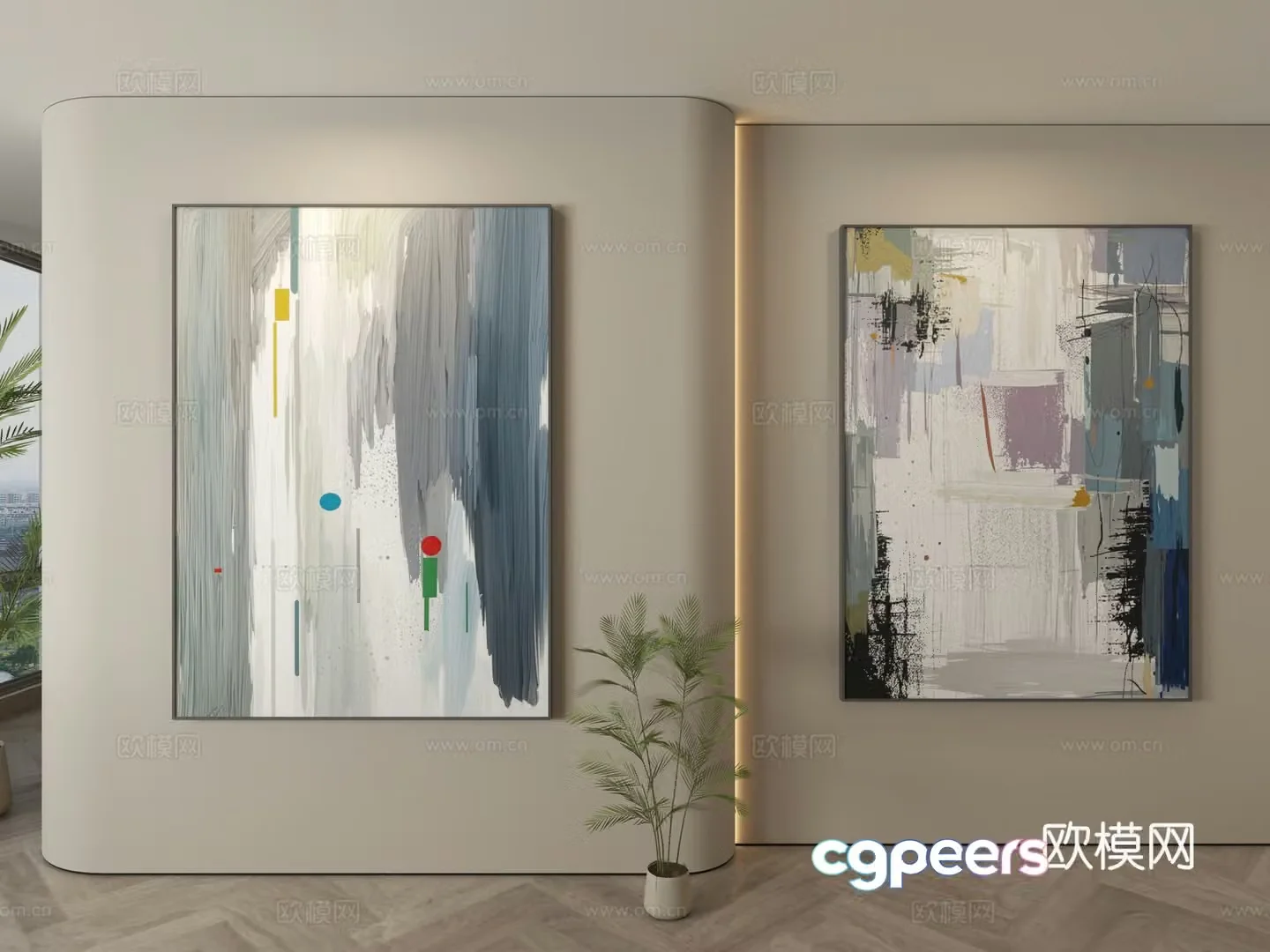 Modern texture painting decorative painting 3d model
