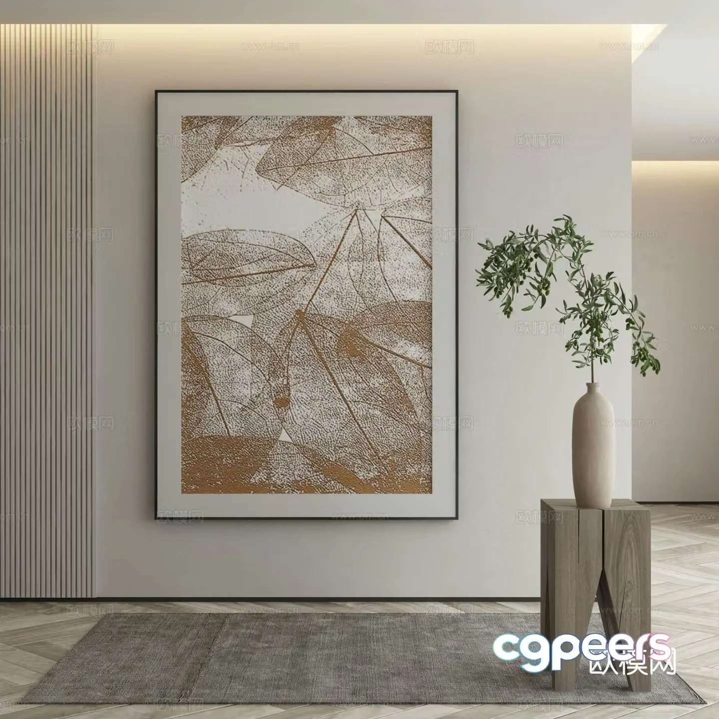 New Chinese style decorative painting texture painting hanging painting 3D model