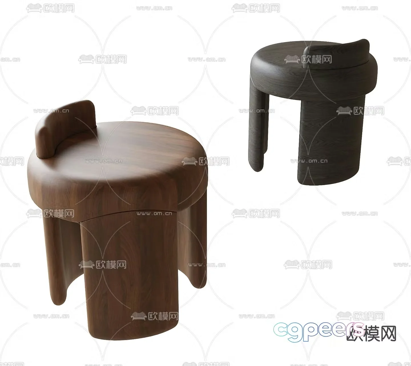 Medieval style stool round stool low stool 3d model