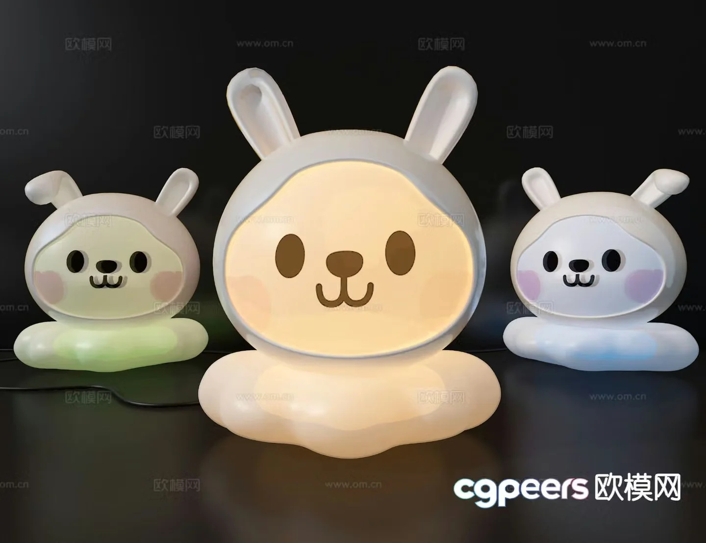 Rabbit night light decorative lamp 3d model