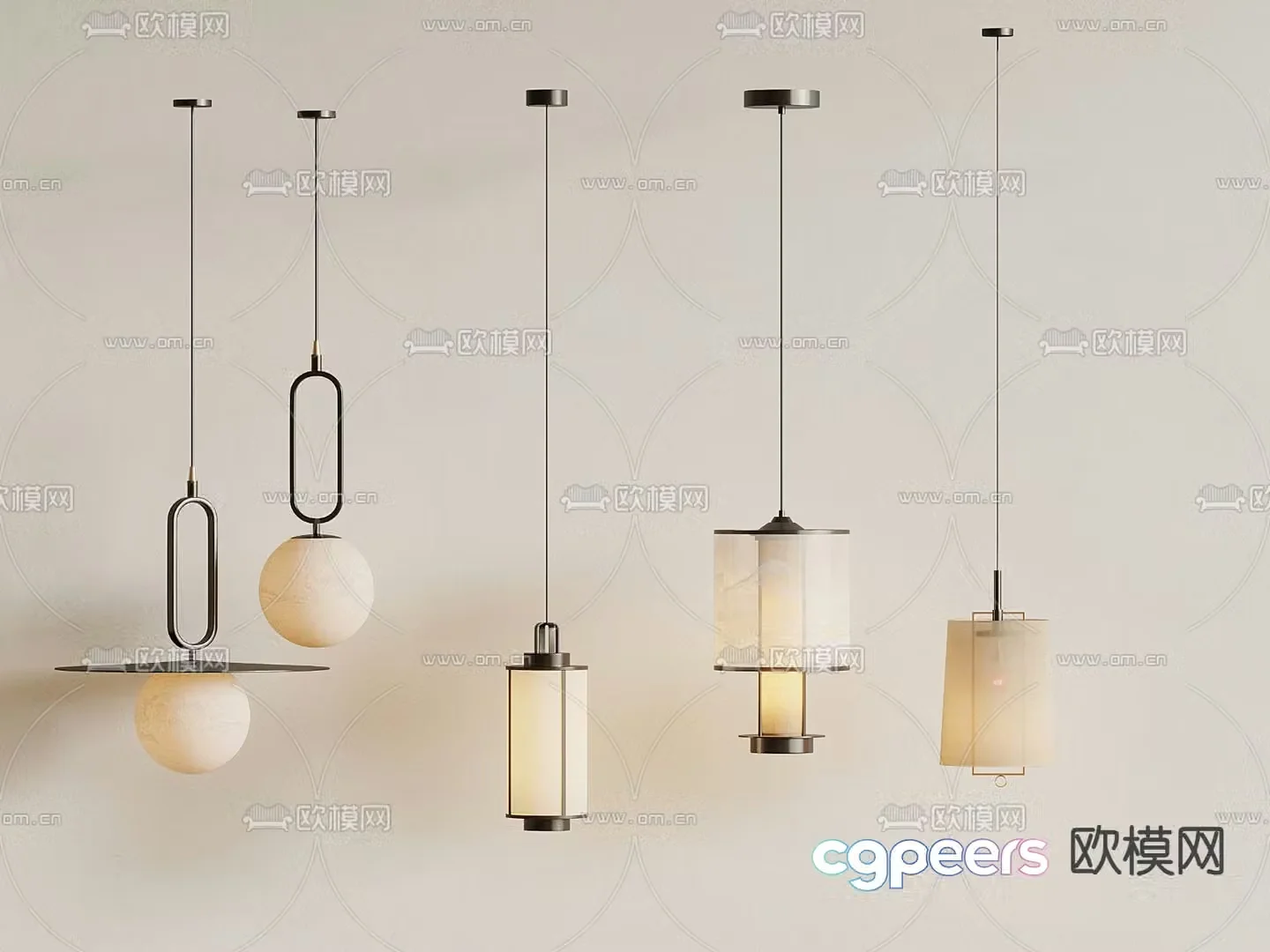 New Chinese style small chandelier 3d model