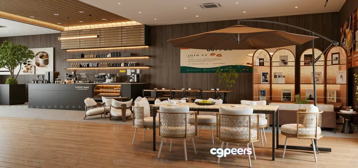 Modern Coffee Shop 3D Model – 3698 – VRAY Render