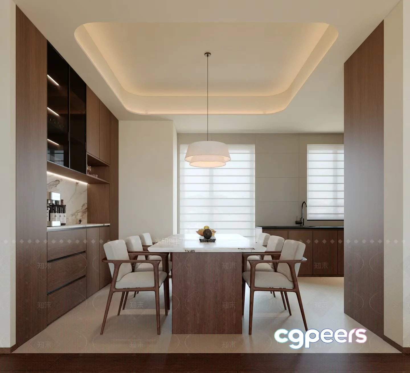 Modern Dining Room 3D Model – 12848 – CORONA Render