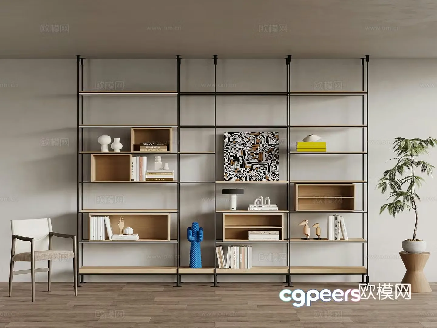 Modern bookshelf display shelf 3D model