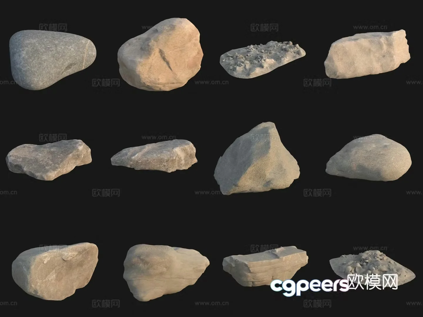 Rock big stone big stone pebbles 3d model