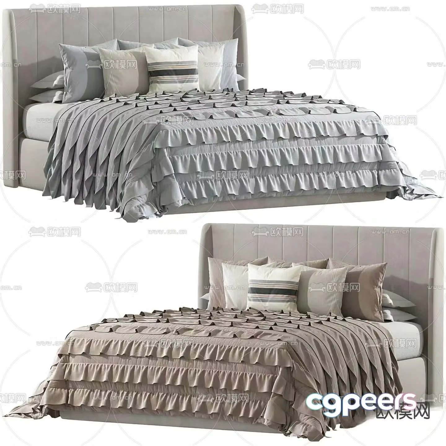 Modern double bed 3d model