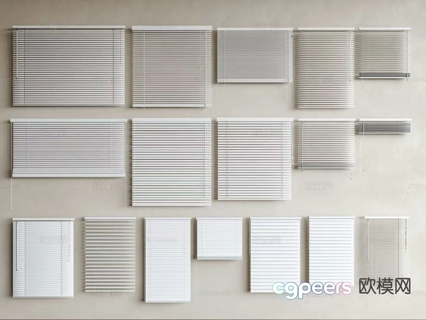 Minimalist Venetian Blinds Roller Blinds Curtains Shangri-La Curtains Fantasy Curtains Pull Curtains 3D Model