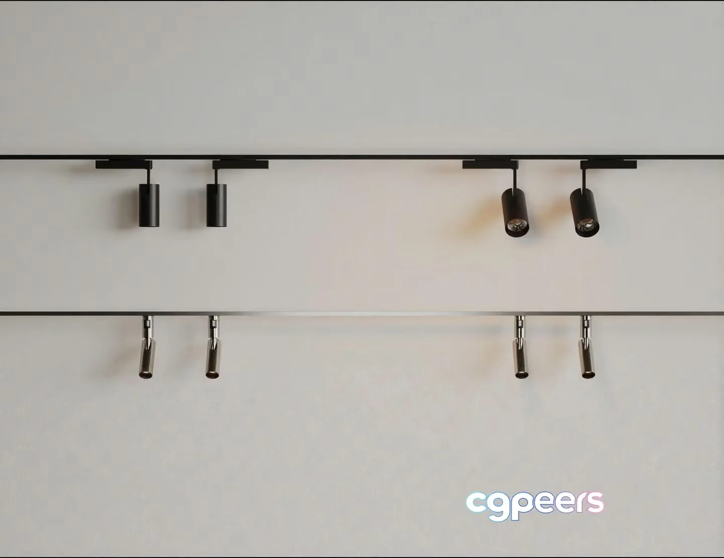 Black Track Lighting 3D Model – 17278 – VRAY Render