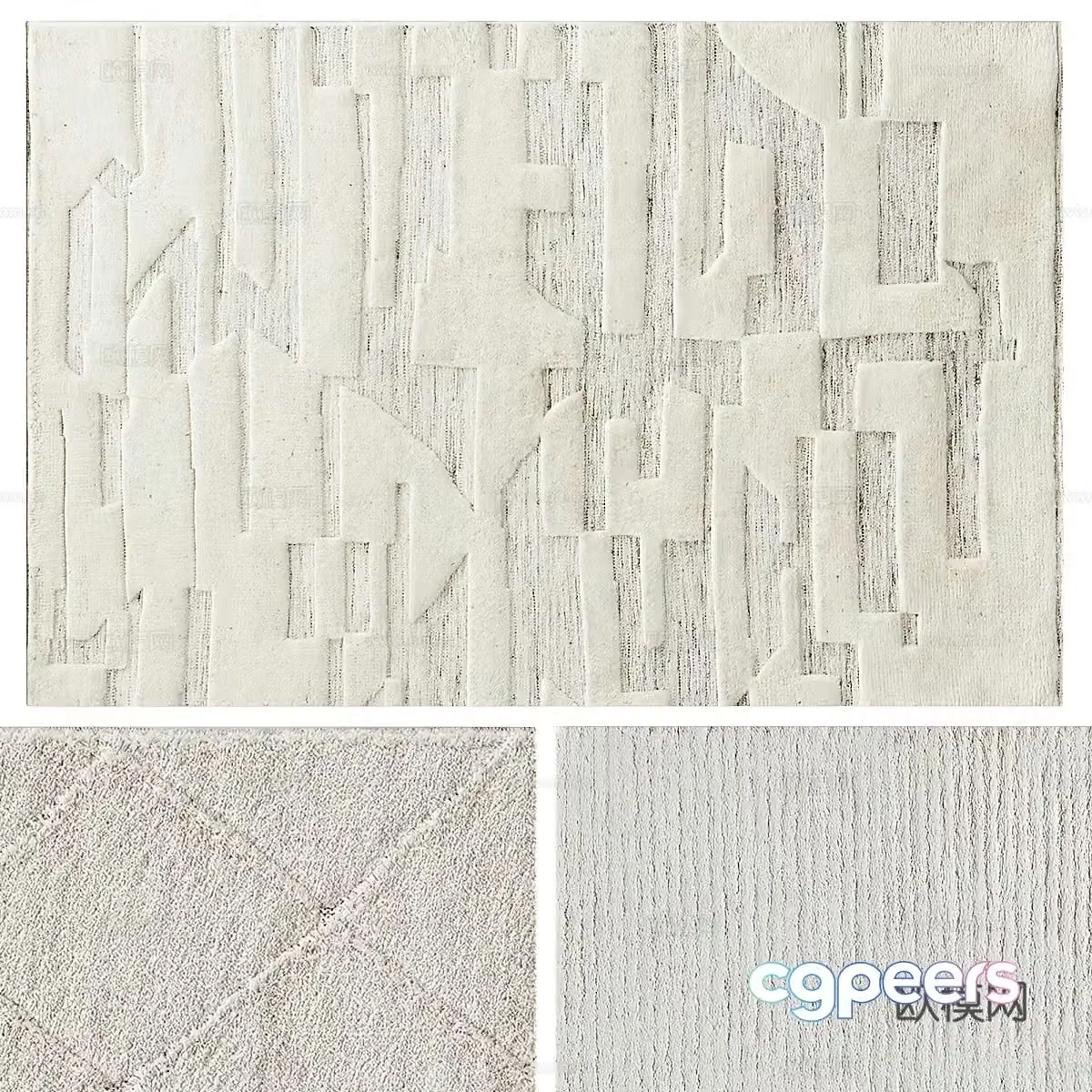 wool carpet square rug 3d model
