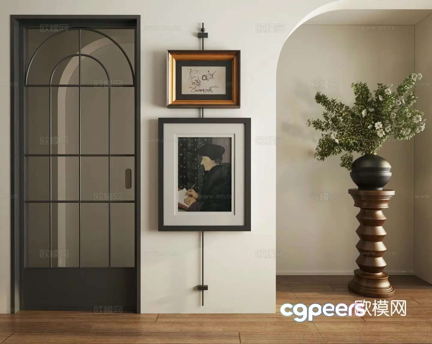 Retro three-dimensional wall decoration painting 3d model